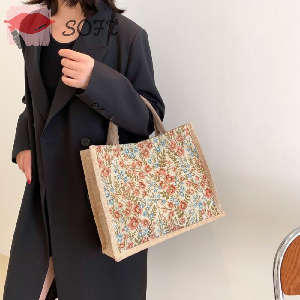 Túi Tote Đựng Cơm Trưa Họa Tiết Hoa Đơn Giản Xinh Xắn Cho Nữ