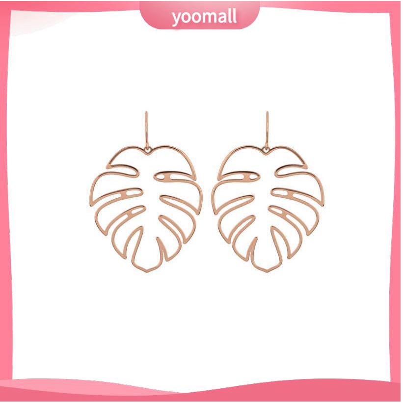 [YM] Bông Tai Hình Học Rỗng Họa Tiết Lá Bóng Phong Cách bohemian Cá Tính Thời Trang Âu Mỹ Dễ Phối Đồ