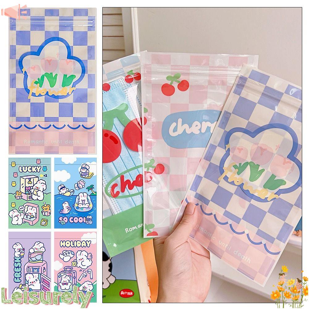 LEILY Túi Zip Nhựa In Họa Tiết Thỏ Hoạt Hình Dễ Thương Dùng Đựng Bánh Quy / Quà Tặng
