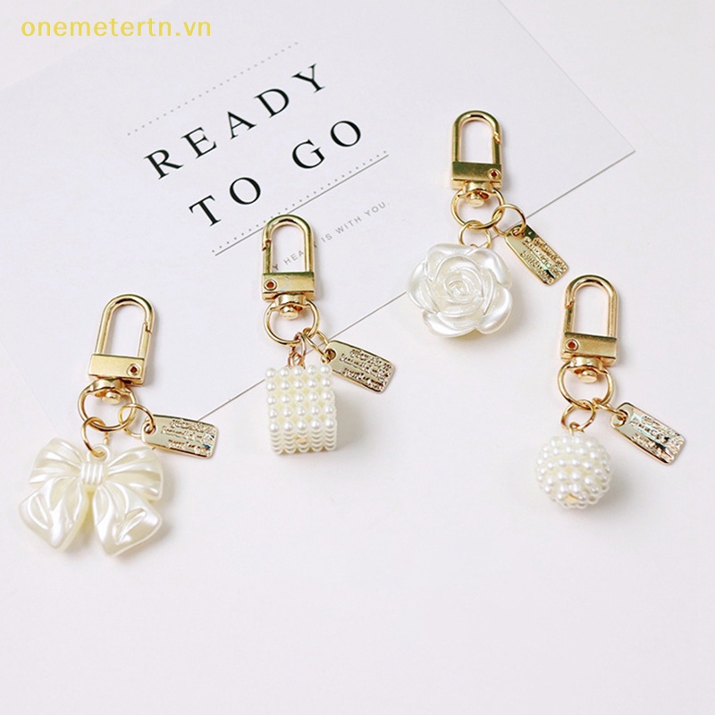 Móc Khóa Hình Nơ Đính Ngọc Trai Nhân Tạo Thanh Lịch Dành Cho Nữ