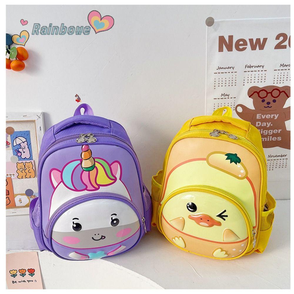 Ba Lô Đi Học Gọn Nhẹ In Họa Tiết Khủng Long / Kỳ Lân Hoạt Hình Chống Thấm Nước Chất Lượng Cao Cho Bé