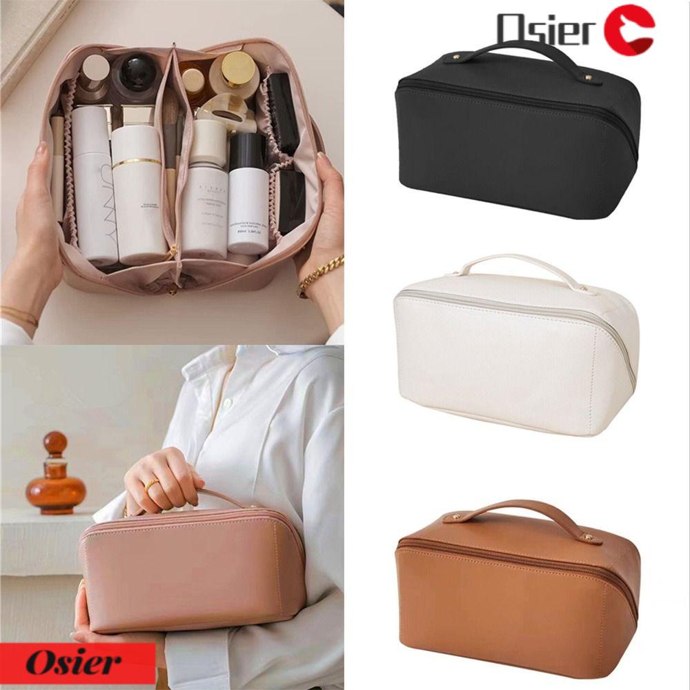OSIER1 Túi Đựng Mỹ Phẩm Da PU Chống Thấm Nước Nhiều Ngăn Tiện Dụng