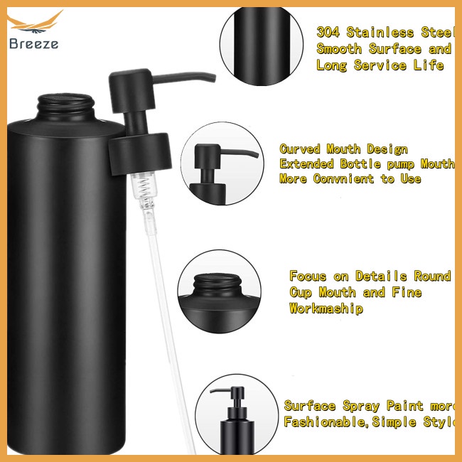 Set 2 Bình Đựng Xà Phòng Rửa Tay 350ml Có Thể Đổ Đầy Kèm Nhãn Dán Cho Nhà Bếp Nhà Tắm