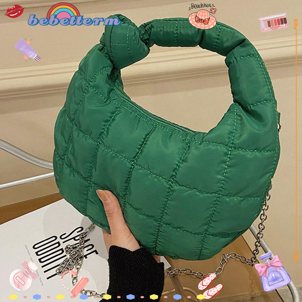 BEBETTERM Túi Xách Dây Đeo Xích Thắt Nút Họa Tiết Sọc Caro