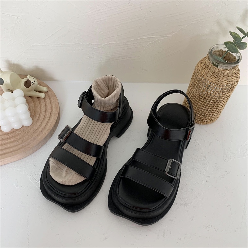 FEIJIANU dép sandal nữ dép đế cao đi biển Giày nữ Sandal quai hậu Cao Cấp bánh mì Thoải Mái Xinh Xắn 062601