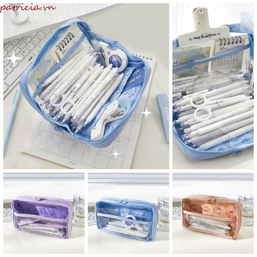 Túi Đựng Bút / Mỹ Phẩm Để Bàn Trong Suốt 4 Màu Lựa Chọn Phong Cách Hàn Quốc