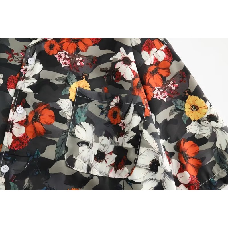 Áo Sơ Mi Tay Ngắn Dáng Rộng In Hoa Kiểu Retro Mỹ Cá Tính Cho Nam