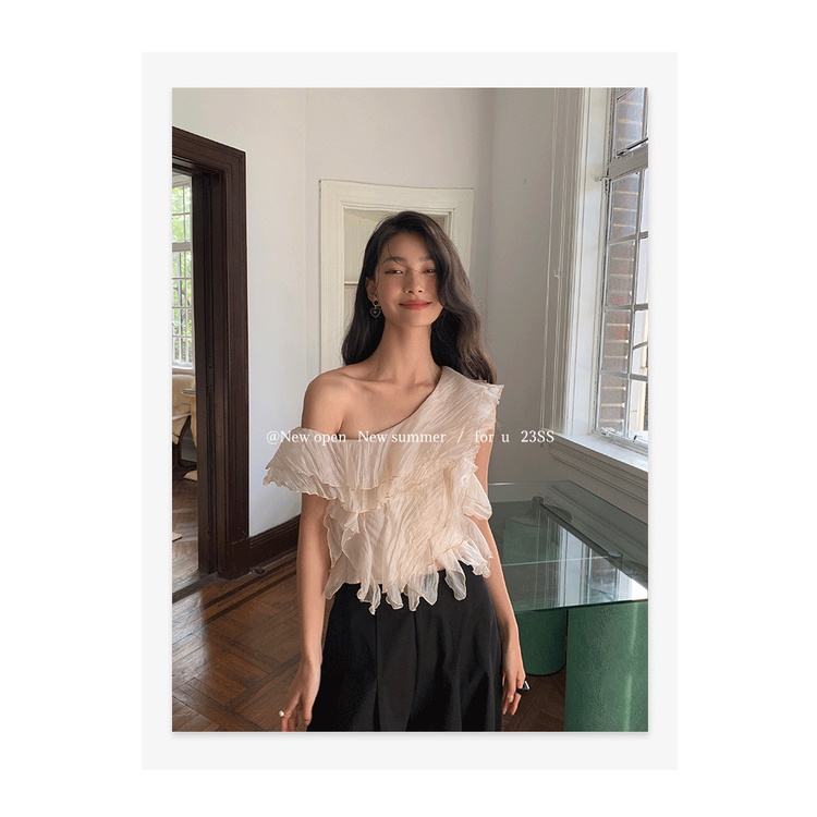 Áo Chiffon Hở Vai Nhún Bèo Phong Cách Pháp Ngọt Ngào Thời Trang Mùa Hè 2023 82570