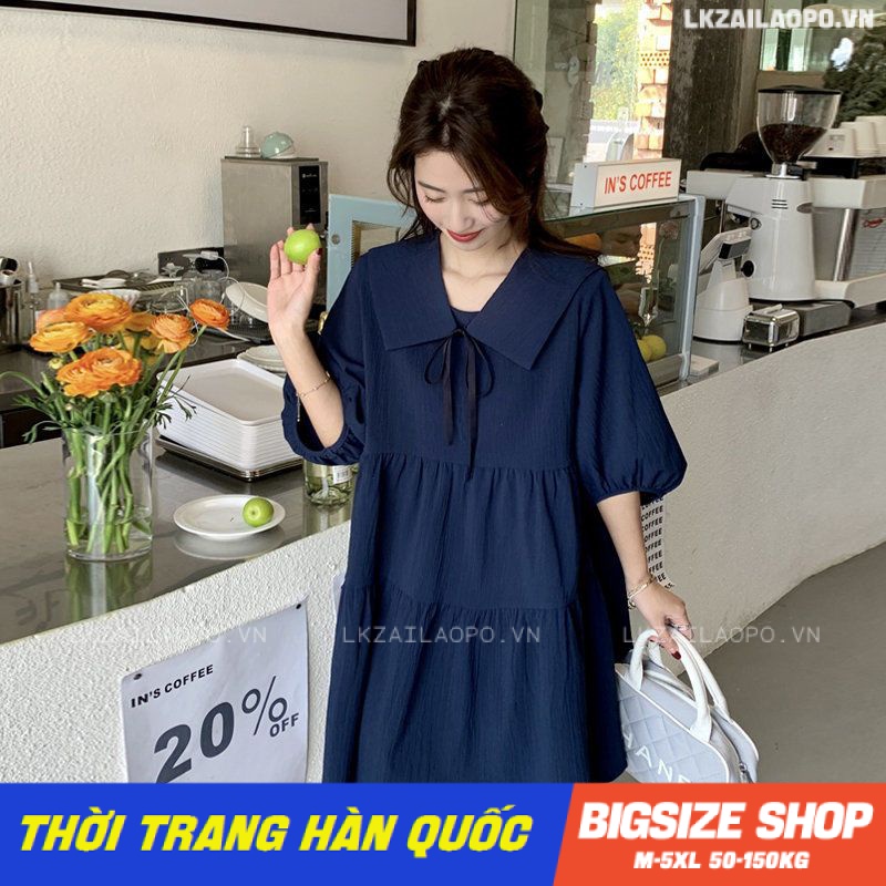 Váy đầm nữ Bigsize Đầm babydoll dáng suông tay ngắn cổ bèo mùa hè Phong Cách hàn quốc đẹp Thanh Lịch cho nữ