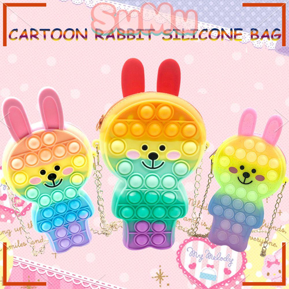 Túi Xách Tay Trẻ Em Silicone Bong Bóng Đẩy Túi Điện Thoại Tiền Xu