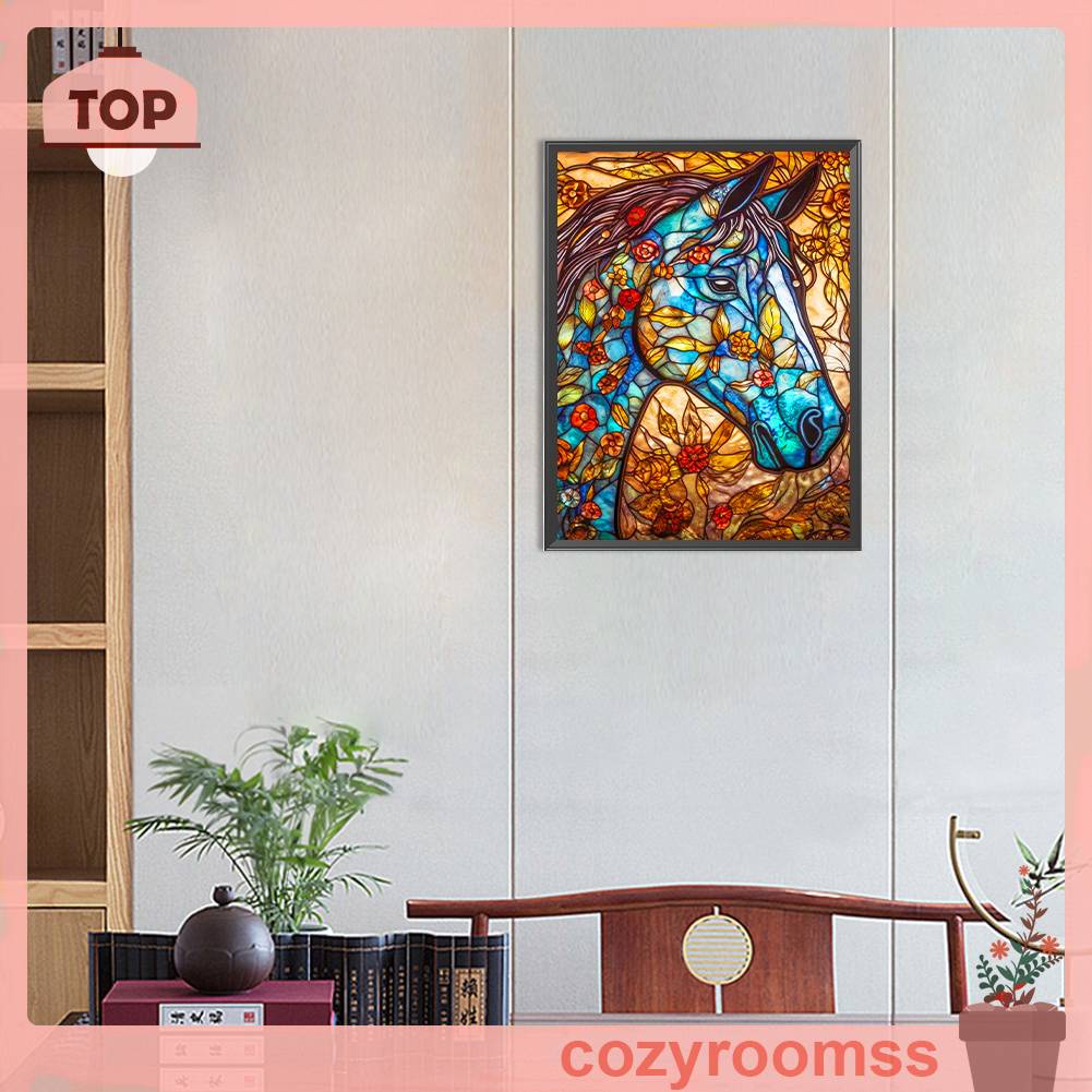 Tranh Đính Đá Kim Cương Toàn Bộ 5D DIY Hình Vẽ Ngựa Kính