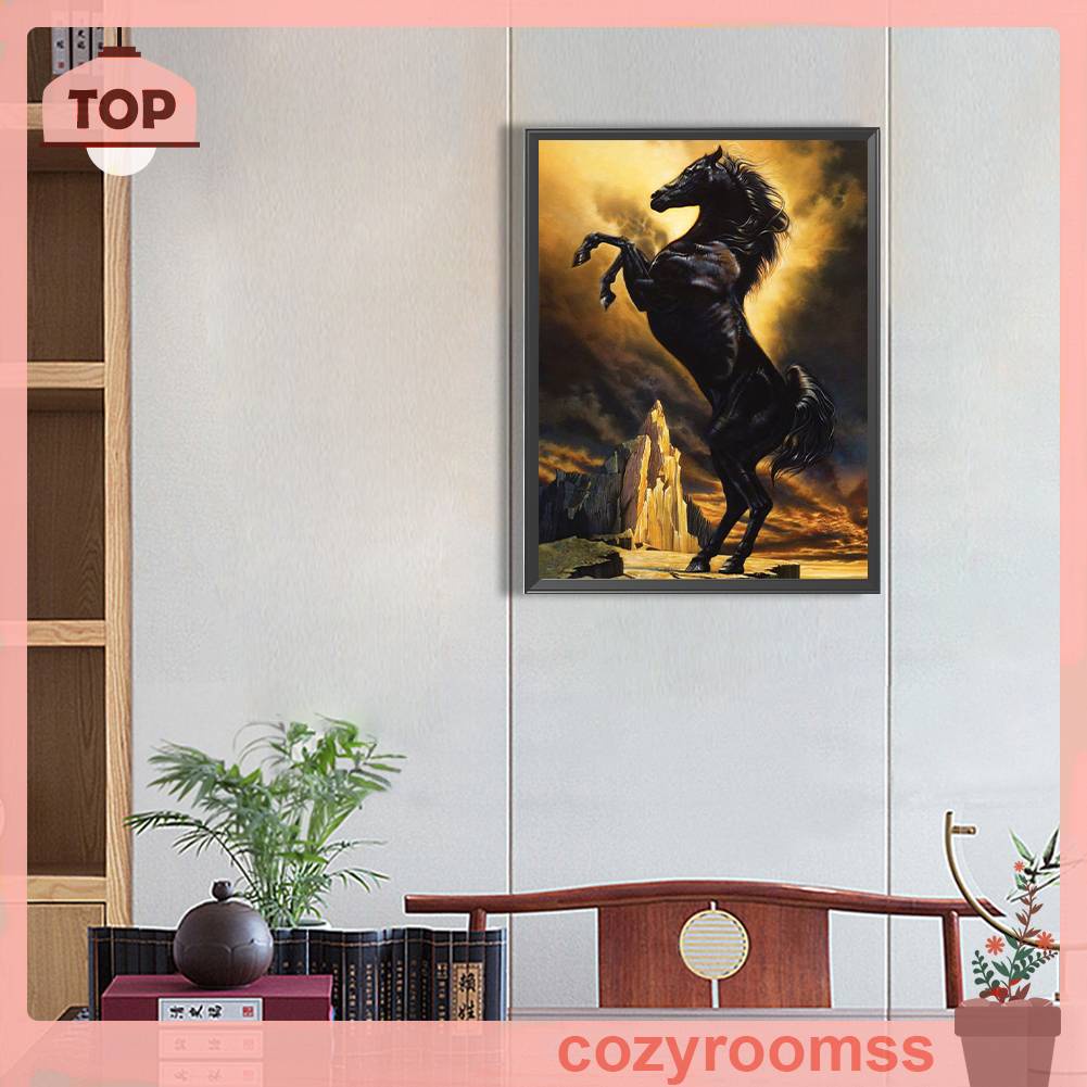 Tranh Đính Đá Kim Cương Toàn Bộ 5D DIY Hình Vẽ Ngựa