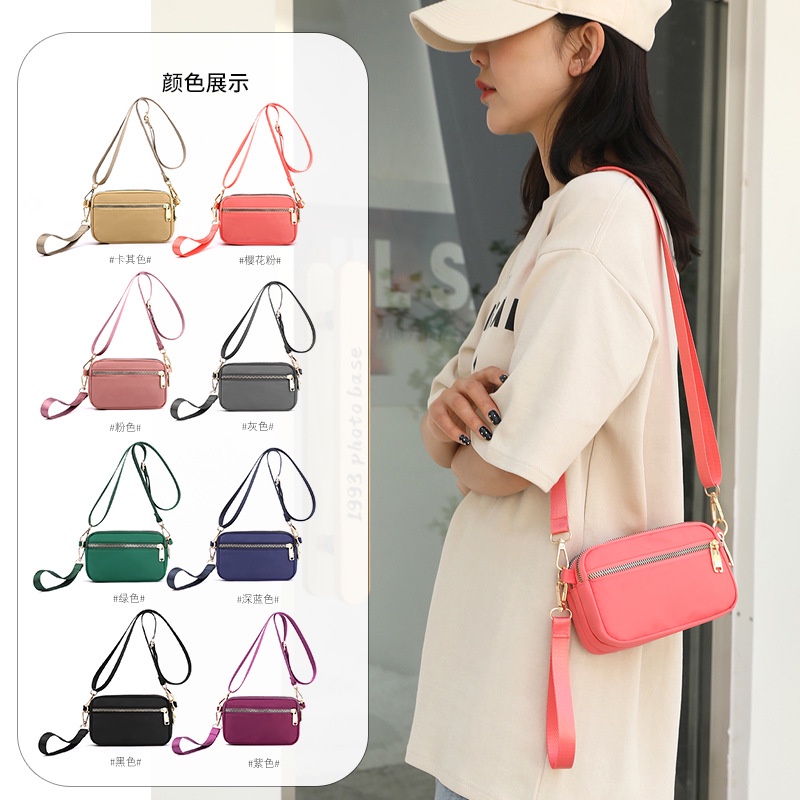 Túi Đeo Vai Đựng Điện Thoại / Tiền Xu Nhiều Ngăn Hình Vuông Nhỏ Gọn Màu Trơn Siêu Nhẹ Đa Năng