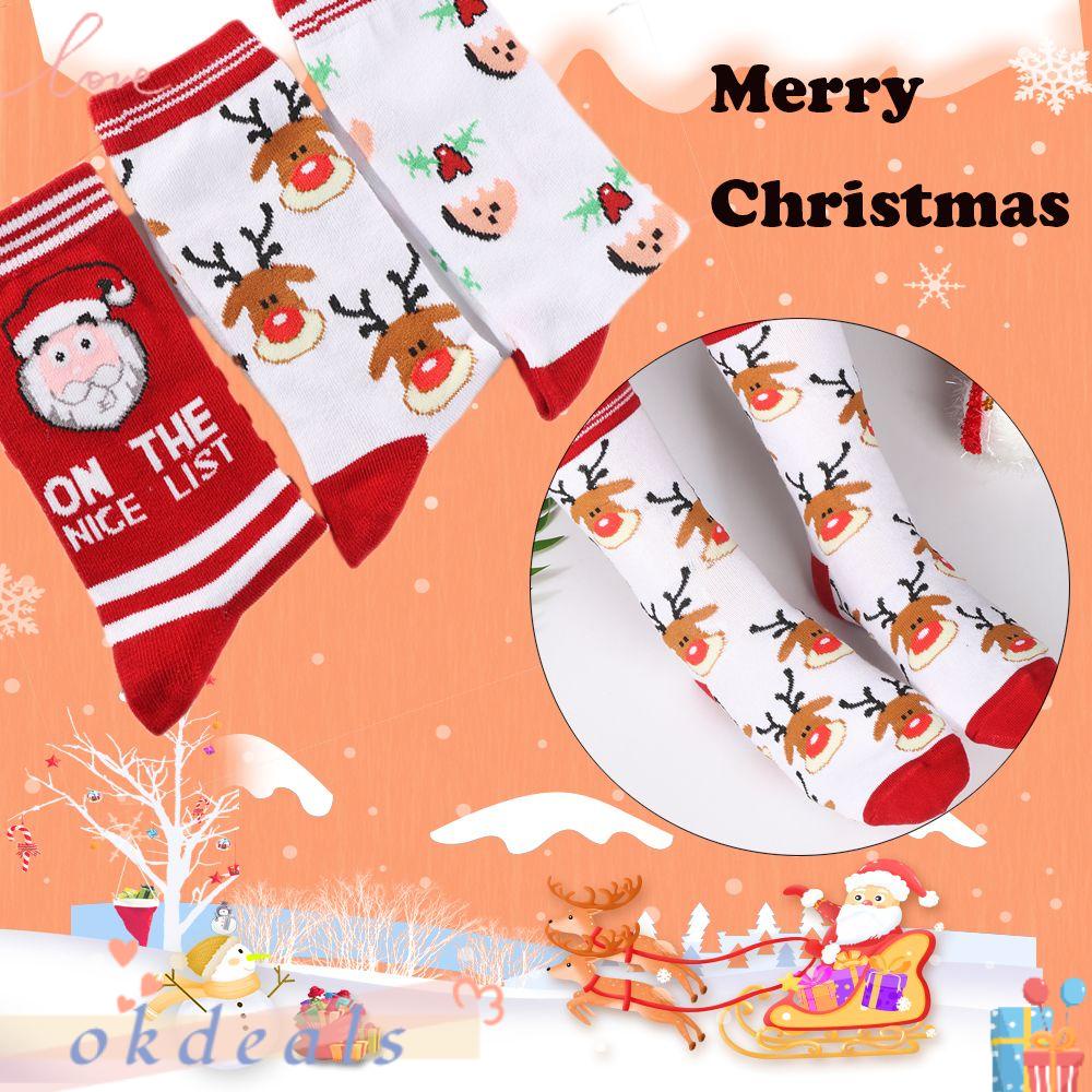 OKDEALS Tất Thời Trang Mùa Đông Ấm Áp Thoải Mái Phong Cách Giáng Sinh