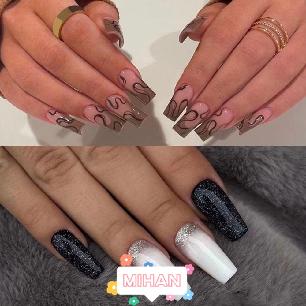 MIHAN1 Set 24 Móng Tay Giả Dạng Nhấn DIY MIHAN1