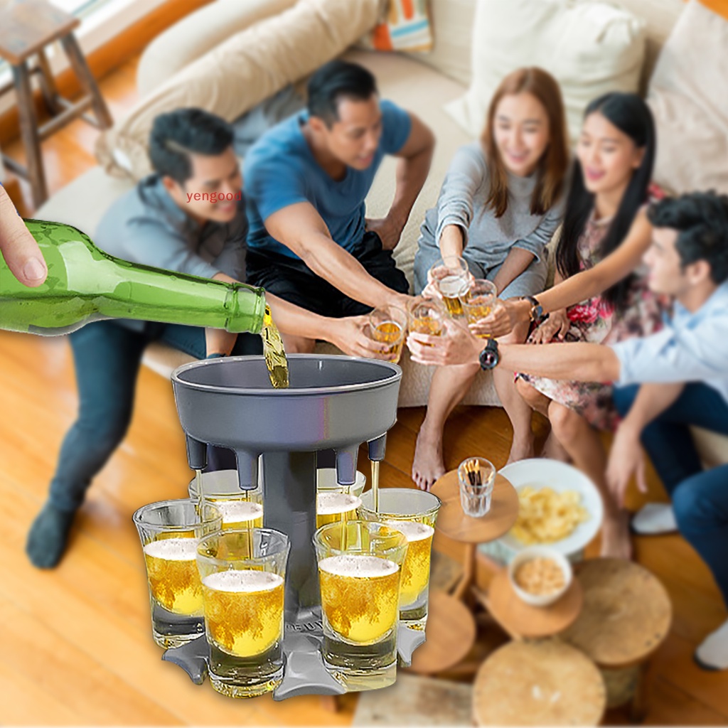 Giá Đỡ Bình Nước 6 Ngăn Bằng Thủy Tinh Tiện Dụng Cho Các Bữa Tiệc