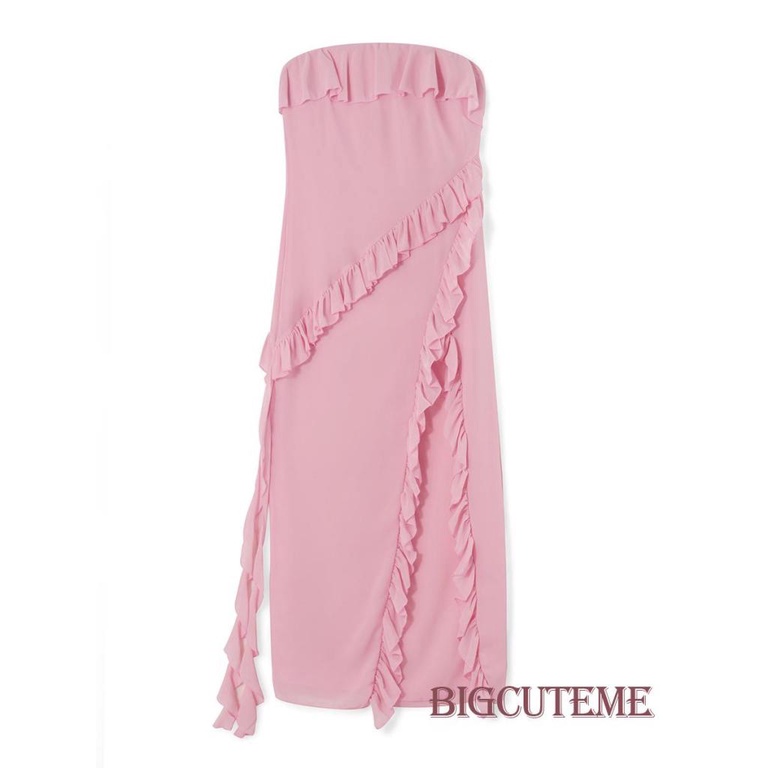 Đầm Ống Nhún Bèo Màu Sắc Đơn Giản Cho Nữ