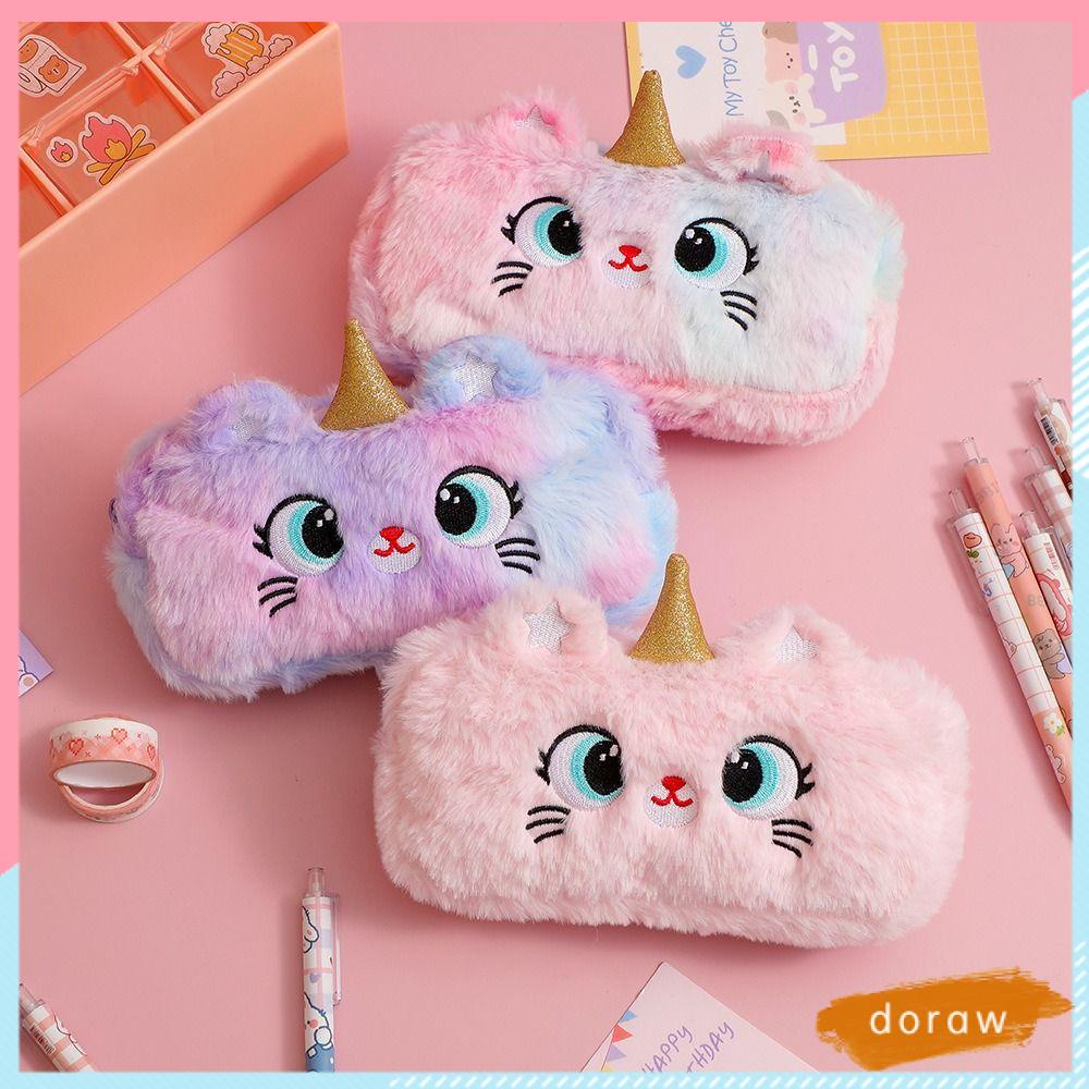 DORAW Túi Đựng Bút Đa Năng Họa Tiết Hoạt Hình Xinh Xắn