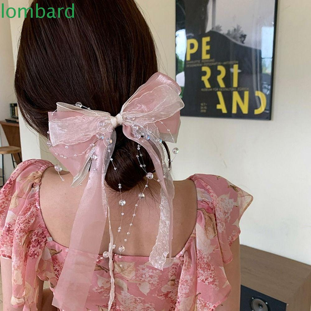 Kẹp Tóc Ruy Băng Đính Hạt Và Tua Rua Dễ Thương Cho Bé Gái