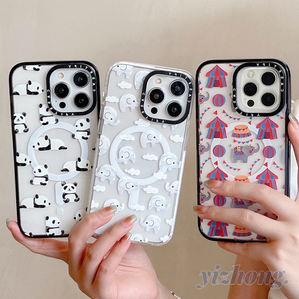 Ốp Điện Thoại TPU Mềm Từ Tính Chống Trầy Xước In Hình Gấu Trúc / Voi Hoạt Hình Cho iPhone 14 Pro Max 11 13 12Pro
