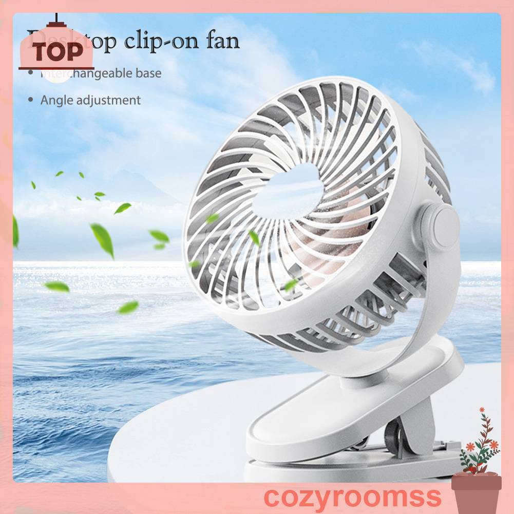 Quạt Điện Để Bàn Dạng Kẹp 3 Tốc Độ Yên Tĩnh 1200mAh Có Cổng Sạc USB Cho Học Sinh