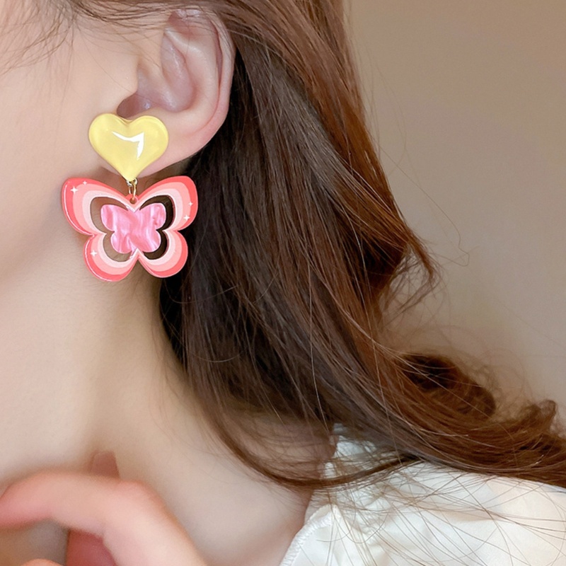 Bông Tai Hình Bướm Bằng Acrylic Nhiều Màu Sắc Phong Cách Âu Mỹ