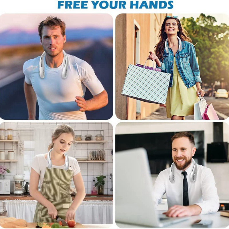 Quạt Đeo Cổ Không Cánh 3 Tốc Độ Điều Chỉnh 360 Độ 4000MAh Có Thể Sạc Lại Tiện Dụng°Quạt Làm Mát Linh Hoạt Có Thể Mang Đi Tiện Dụng