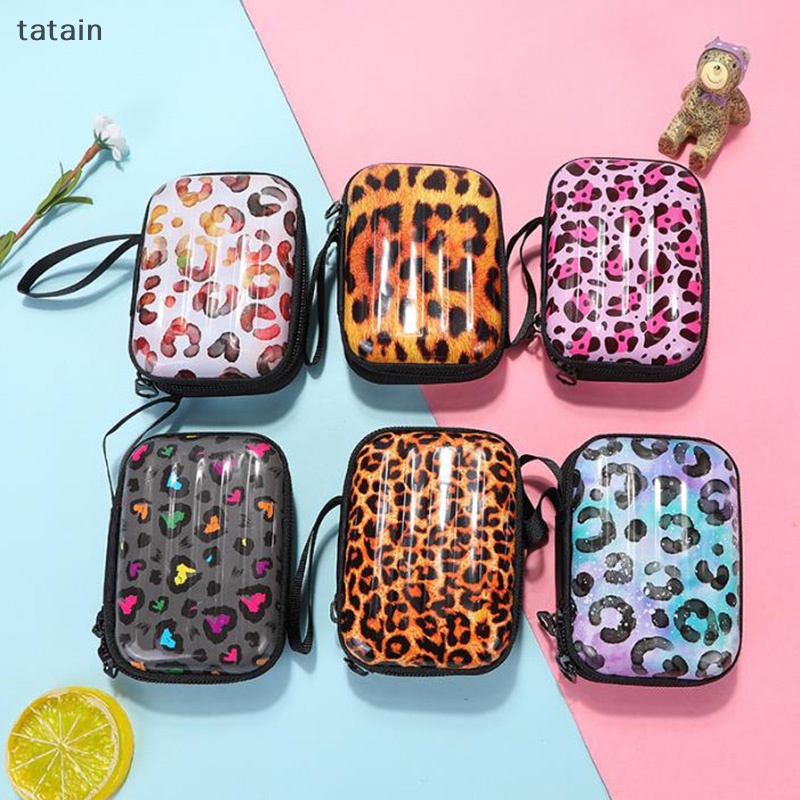 1 Túi Đựng Tiền Xu Mini Bằng Thiếc Hình Vali Họa Tiết Da Báo