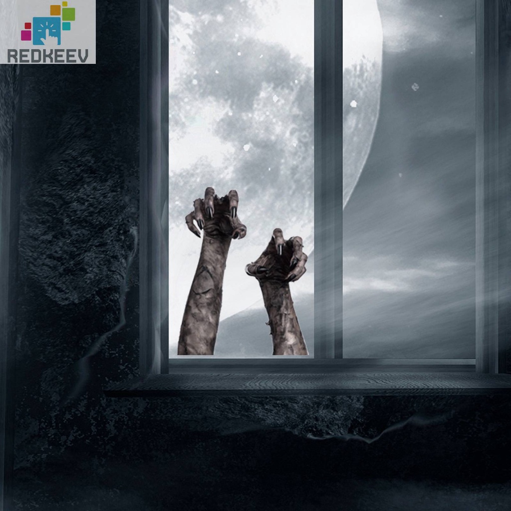 2 Miếng Dán Tường / Cửa Sổ Hình Bàn Tay Ma Kinh Dị 3D