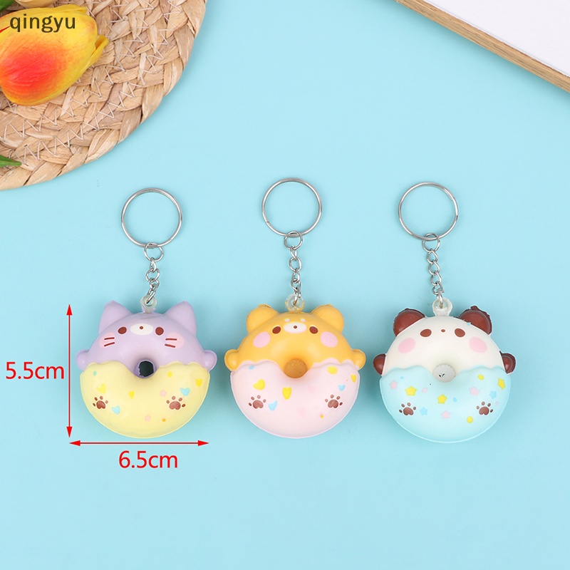 Qingyu Móc Khóa Đồ Chơi Mềm Dẻo Giảm Căng Thẳng Hình Bánh Donut