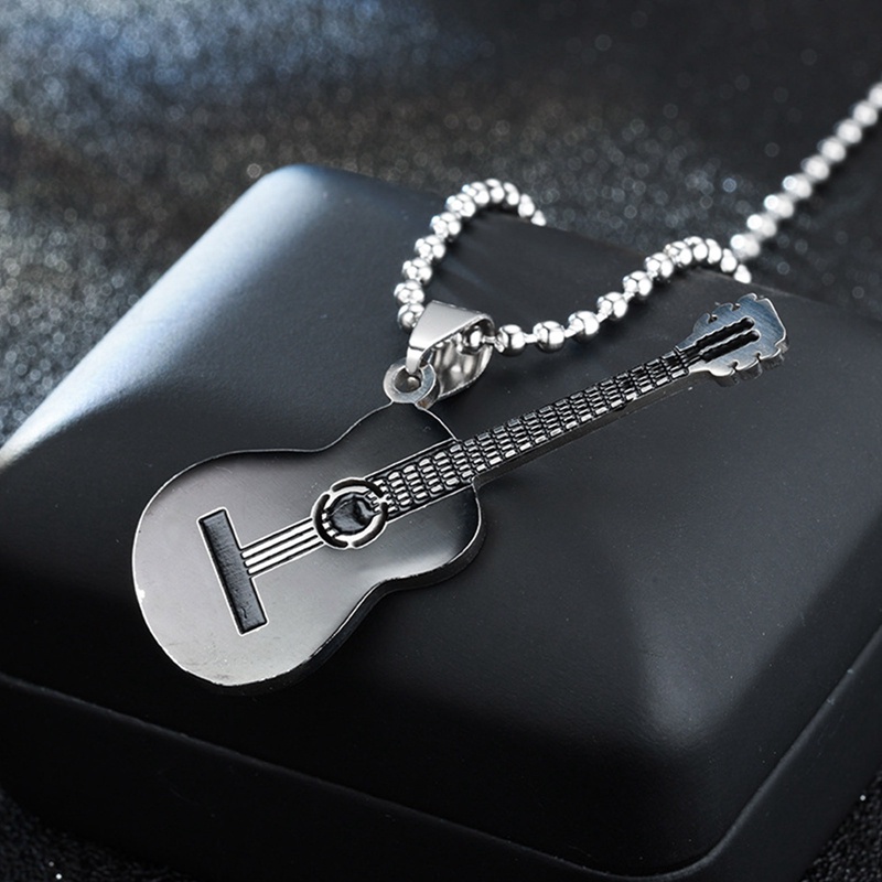 Ygt Vòng cổ Bằng Thép Không Gỉ Không Phai Hình Đàn Guitar Phong Cách Hip Hop Cho Nam Và Nữ