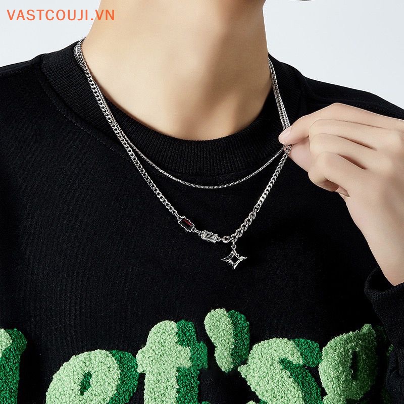 Vòng cổ Hai Lớp Mặt Hình Ngôi Sao Phong Cách Vintage Thời Trang Dành Cho Nam Nữ Y2K