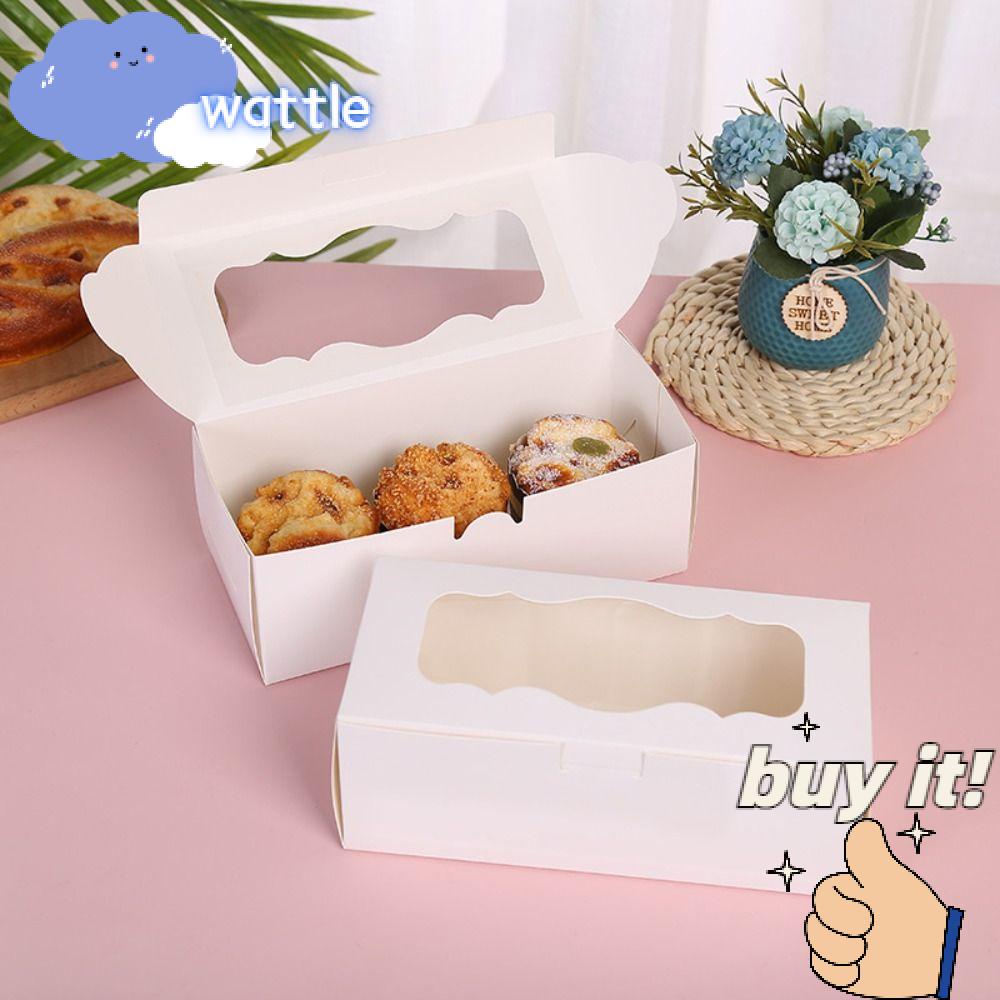 WATTLE Bộ 10 Hộp Giấy Vuông Lớn 10X6X2 Inch Bằng PVC Có Cửa Sổ Đựng Bánh Nướng