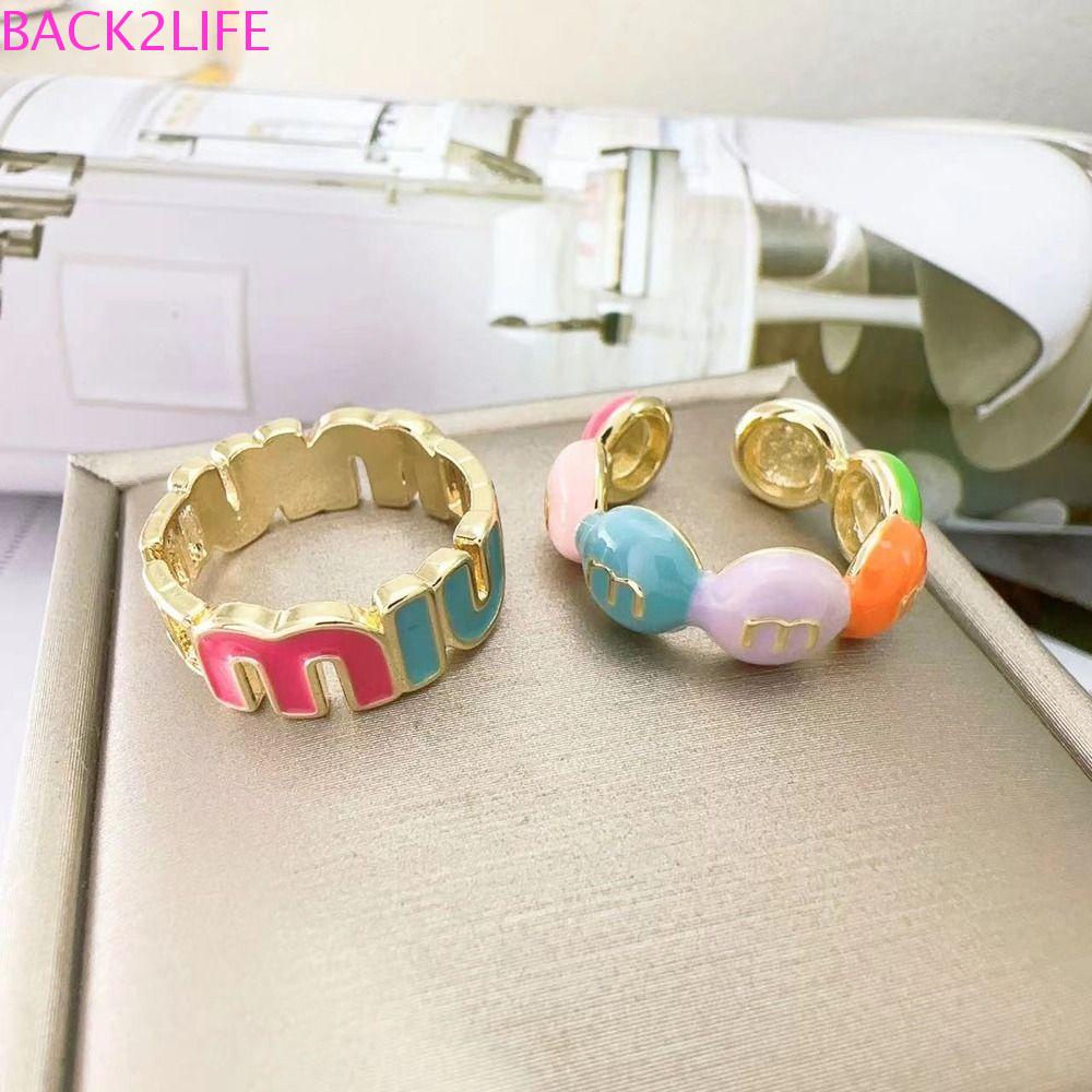 BACK2LIFE Nhẫn Hở Hình Trái Tim Phong Cách Hàn Quốc Có Thể Điều Chỉnh Kích Cỡ