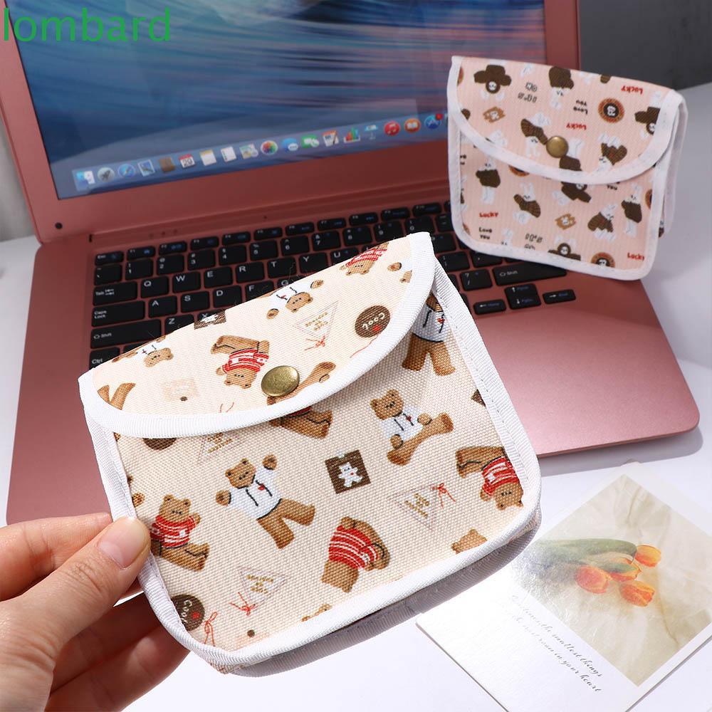 LOMBARD Túi Đựng Băng Vệ Sinh Hình Gấu Dễ Thương Có Khóa Kéo Tiện Dụng Mang Theo Du Lịch