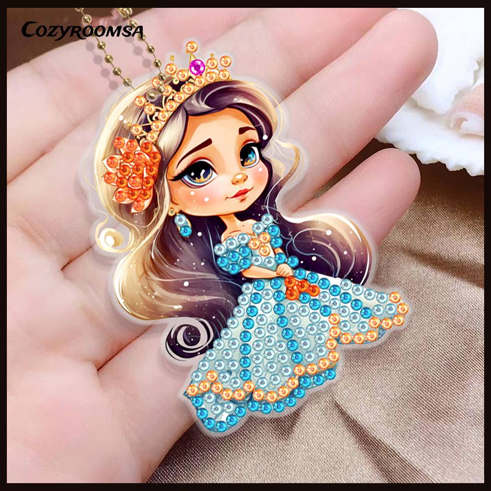 Móc Chìa Khóa Kim Cương 5D Họa Tiết Hoạt Hình Hai Mặt DIY Dành Cho Người Mới Bắt Đầu