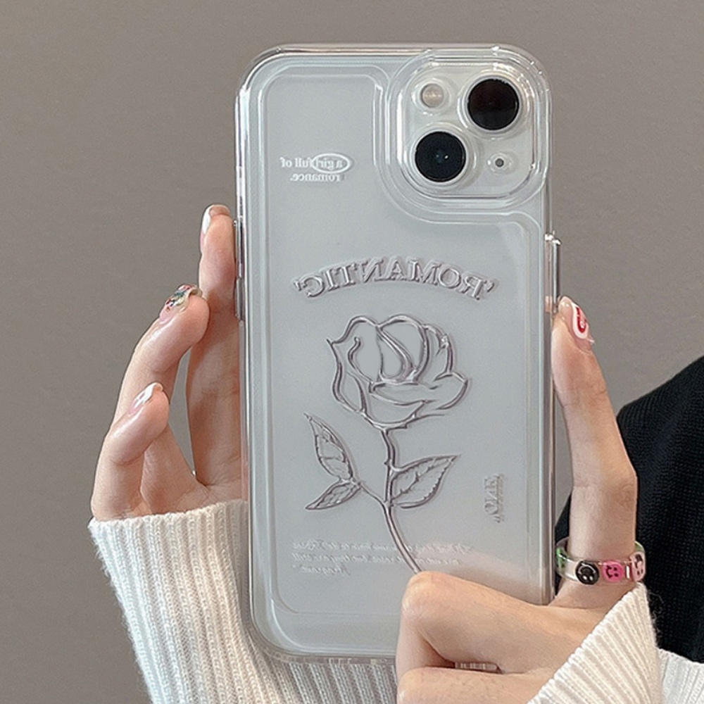 Ốp Điện Thoại TPU Mềm Trong Suốt Họa Tiết Hoa Hồng Đơn Giản Chống Sốc Cho IPhone 14 13 12 11 Pro Max X XR 8 7 Plus