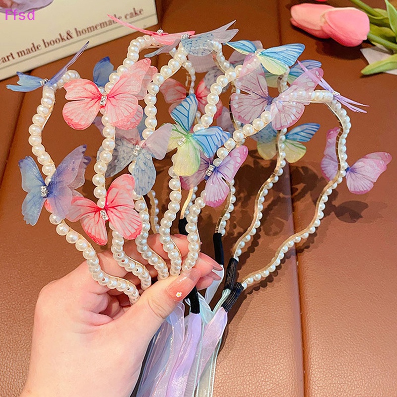 {Ffsd} Băng Đô Cài Tóc Ruy Băng Màu Gradient Hình Bướm Đính Ngọc Trai Trang Trí Tiệc Cưới Dành Cho Bé Gái * Hàng Bán Chạy