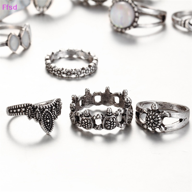 {Ffsd} Bộ 12 Nhẫn Đính Đá Opal Màu Trắng Lửa Cho Nữ