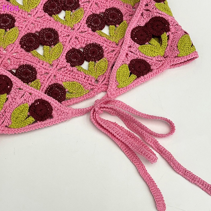 {Ffsd} Khăn Quấn Đầu Hình Tam Giác Đan Móc Thủ Công Hàn Quốc Ngọt Ngào Dễ Thương * Bán Chạy