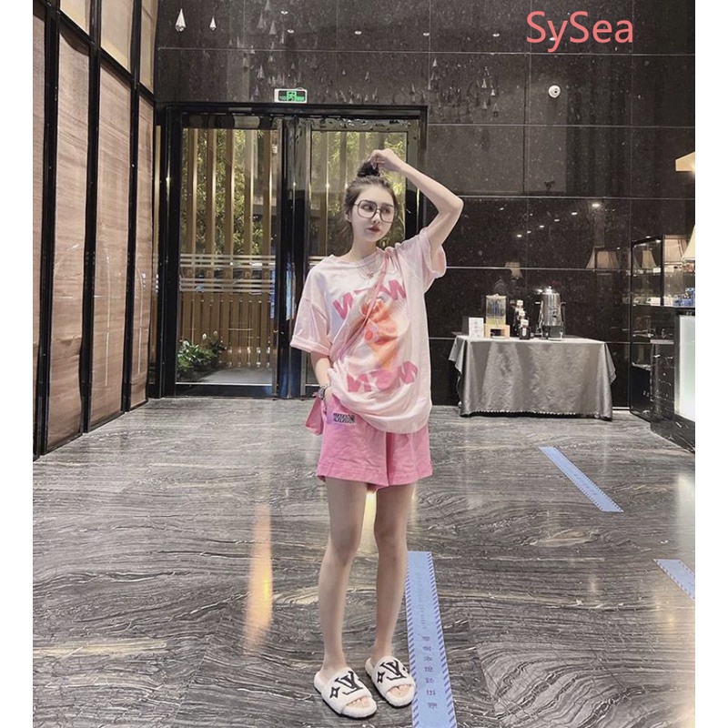 Plus Set Áo Sơ Mi Dáng Rộng + Quần Short Năng Động Thời Trang Mùa Hè Theo Phong Cách Hàn Quốc Cho Nữ