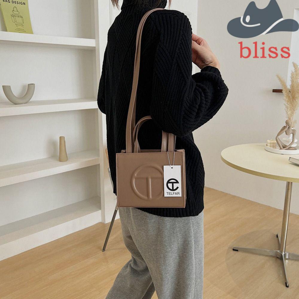 BLISS Túi Xách Da PU Đeo Chéo Ngăn Chứa Rộng In Chữ Thời Trang Cho Nữ