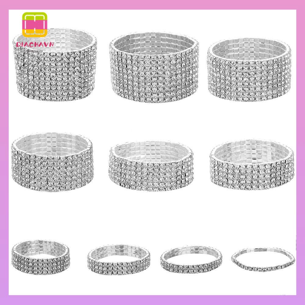 DIACHAVN Vòng Tay Co Giãn Đính Đá Pha Lê Hợp Thời Trang 1-10 Hàng