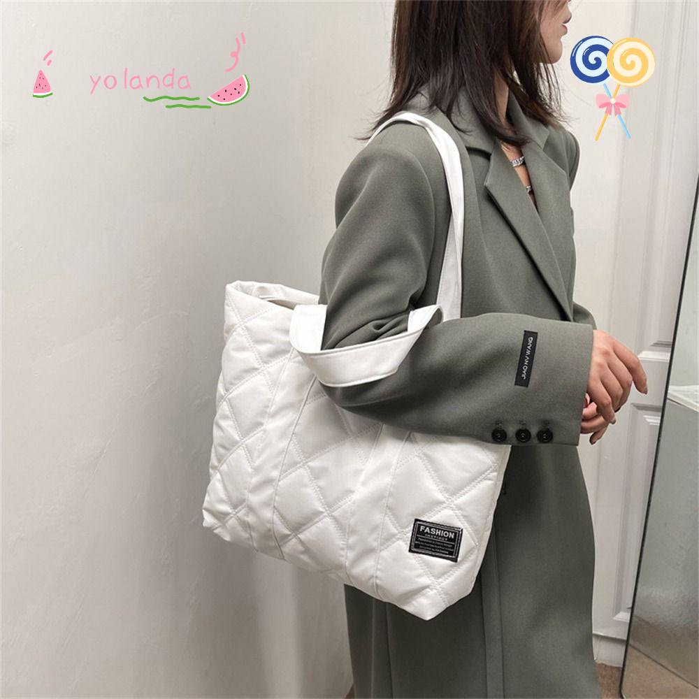 YOLA Túi Xách Cotton Nylon Màu Trơn Sức Chứa Lớn Thời Trang Cho Nữ