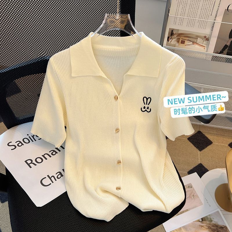 Áo Thun Lụa Dệt Kim Tay Lửng Màu Sắc Trơn Thời Trang Mùa Hè 2023 Dành Cho Nữ