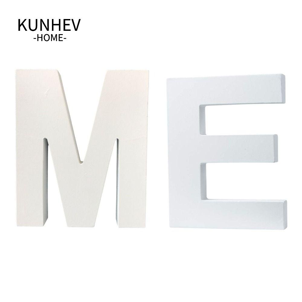 KUNHEV Bộ 2 Tấm Trang Trí Bằng Gỗ Hình Chữ E Đứng 6 Inch 3D