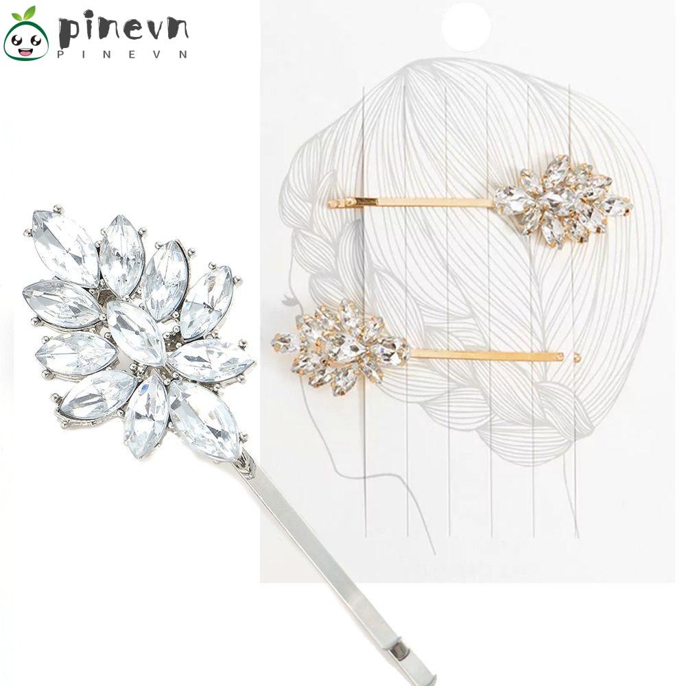 PINEVN Kẹp Tóc Kim Loại Đính Đá Pha Lê Trang Nhã Cho Cô Dâu