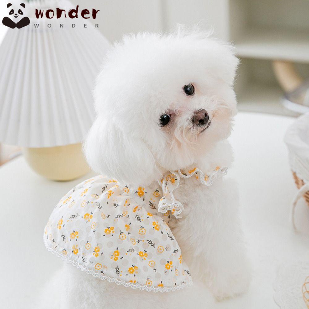 WONDER Đầm Công Chúa Khoét Lỗ Bằng Polyester In Họa Tiết Hoa Dễ Thương Cho Cún Cưng