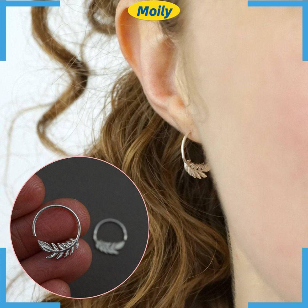 MOILYVN Bông Tai Mạ Bạc Hình Chiếc Lá Màu Sắc