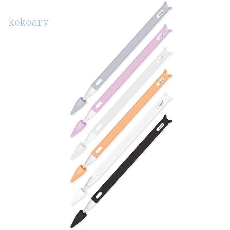 Vỏ Bảo Vệ Hộp Sạc Tai Nghe KOK iPencil Bằng Silicon Mềm Hình Tai Mèo Dễ Thương Kèm Ngòi